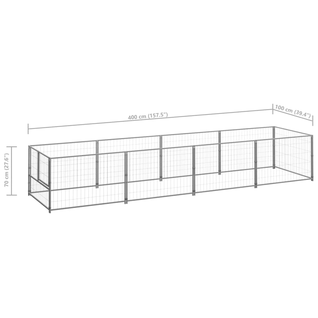 vidaXL Padoc pentru câini, argintiu, 4 m², oțel vidaXL Padoc pentru câini, argintiu, 4 m², oțel