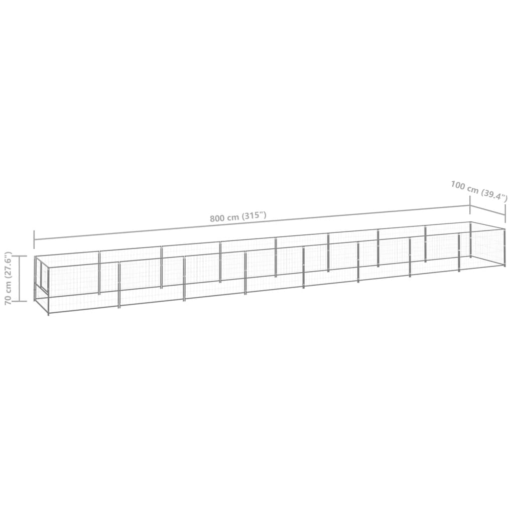 vidaXL Padoc pentru câini, argintiu, 8 m², oțel vidaXL Padoc pentru câini, argintiu, 8 m², oțel