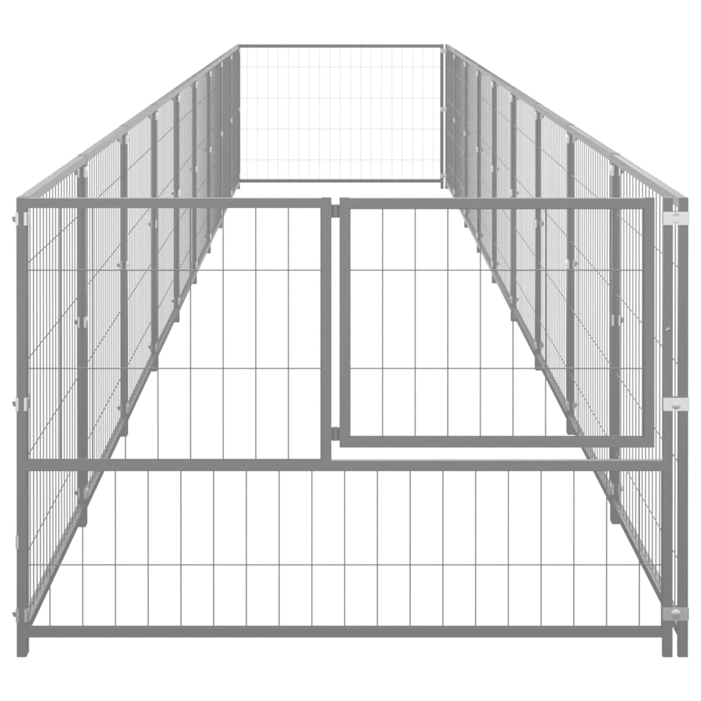 vidaXL Padoc pentru câini, argintiu, 9 m², oțel vidaXL Padoc pentru câini, argintiu, 9 m², oțel
