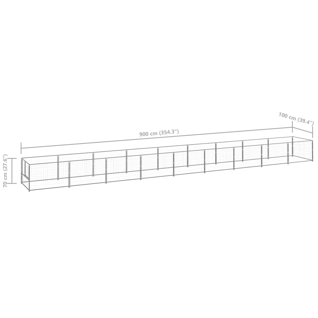 vidaXL Padoc pentru câini, argintiu, 9 m², oțel vidaXL Padoc pentru câini, argintiu, 9 m², oțel