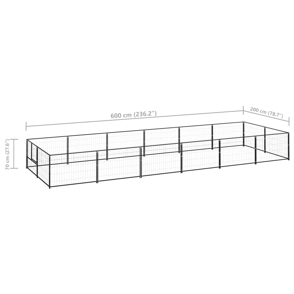vidaXL Padoc pentru câini, negru, 12 m², oțel vidaXL Padoc pentru câini, negru, 12 m², oțel