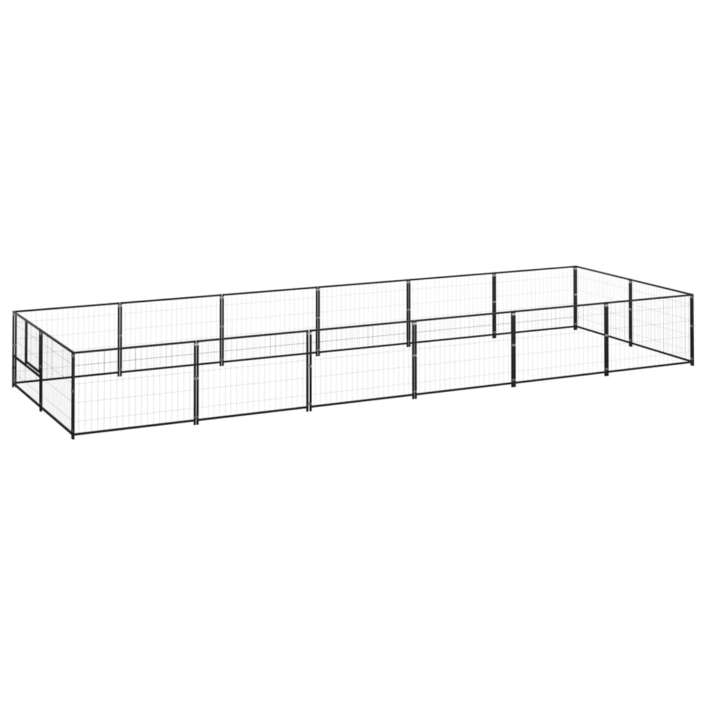 vidaXL Padoc pentru câini, negru, 12 m², oțel vidaXL Padoc pentru câini, negru, 12 m², oțel