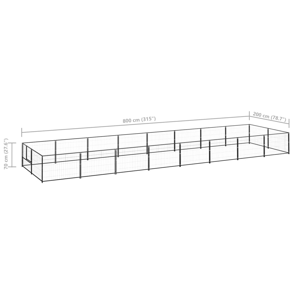 vidaXL Padoc pentru câini, negru, 16 m², oțel