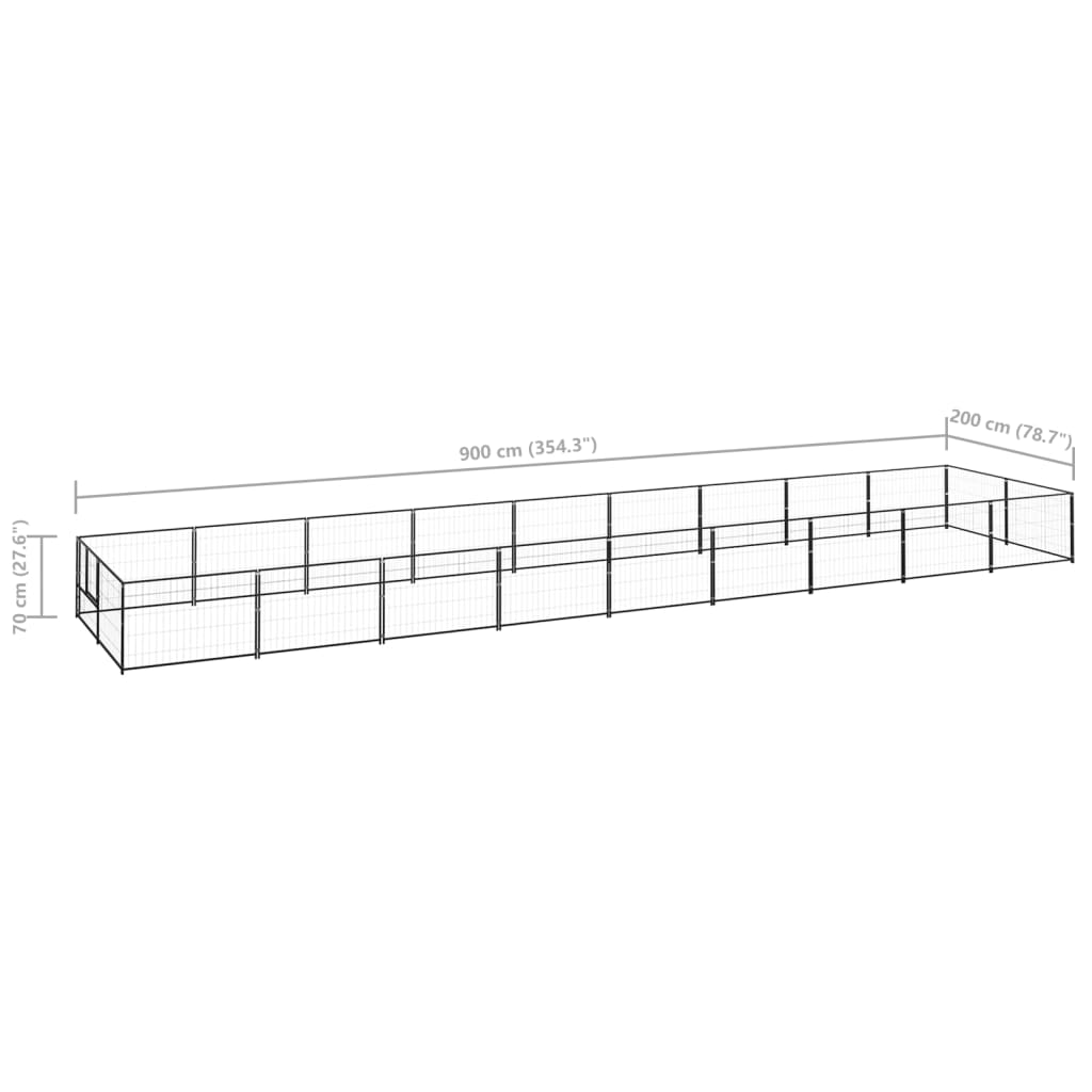 vidaXL Padoc pentru câini, negru, 18 m², oțel vidaXL Padoc pentru câini, negru, 18 m², oțel