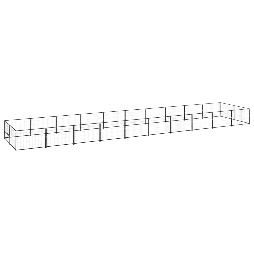 vidaXL Padoc pentru câini, negru, 20 m², oțel vidaXL Padoc pentru câini, negru, 20 m², oțel