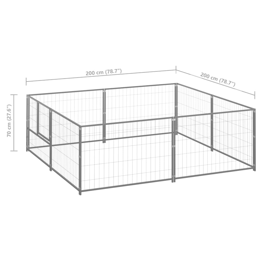 vidaXL Padoc pentru câini, argintiu, 4 m², oțel vidaXL Padoc pentru câini, argintiu, 4 m², oțel