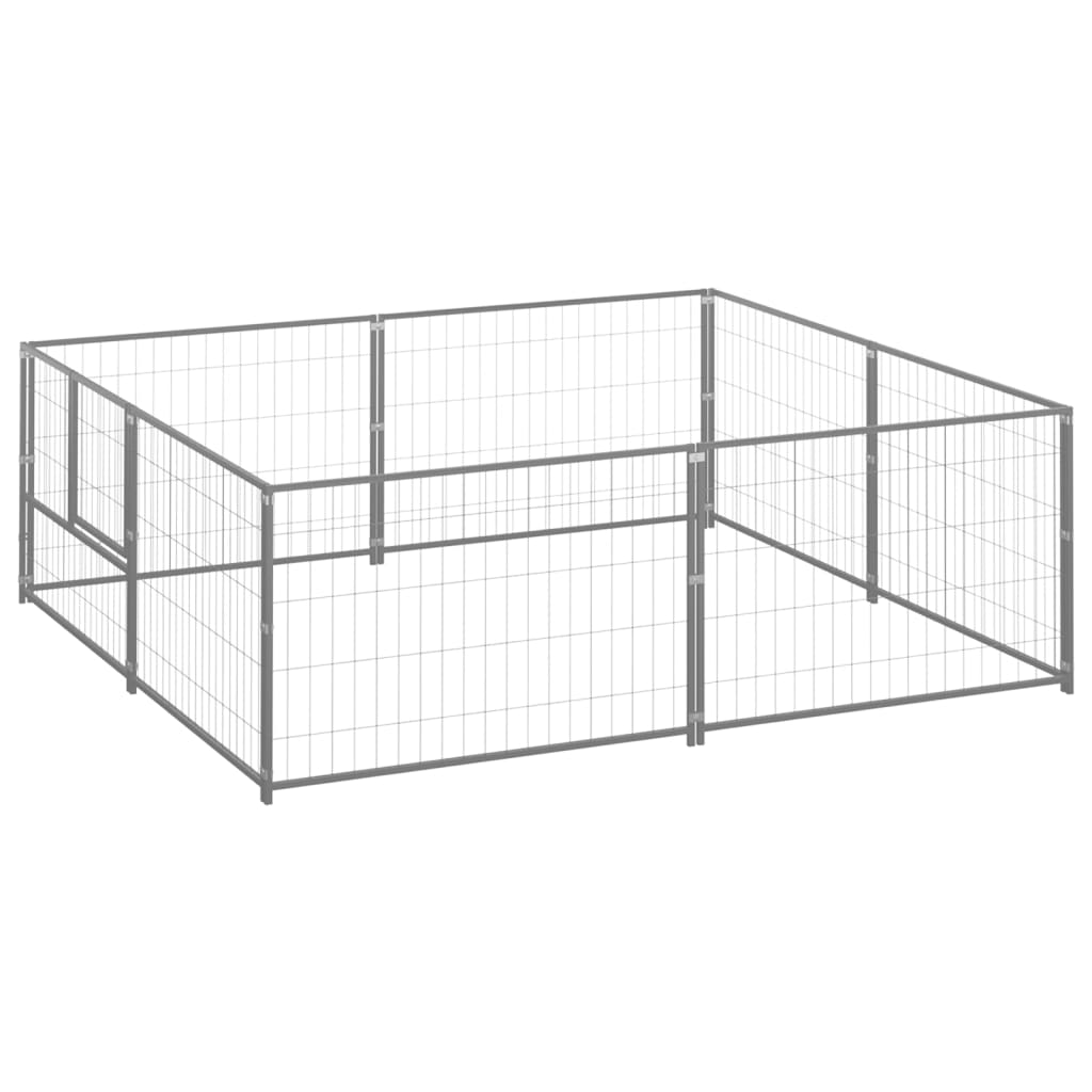 vidaXL Padoc pentru câini, argintiu, 4 m², oțel vidaXL Padoc pentru câini, argintiu, 4 m², oțel