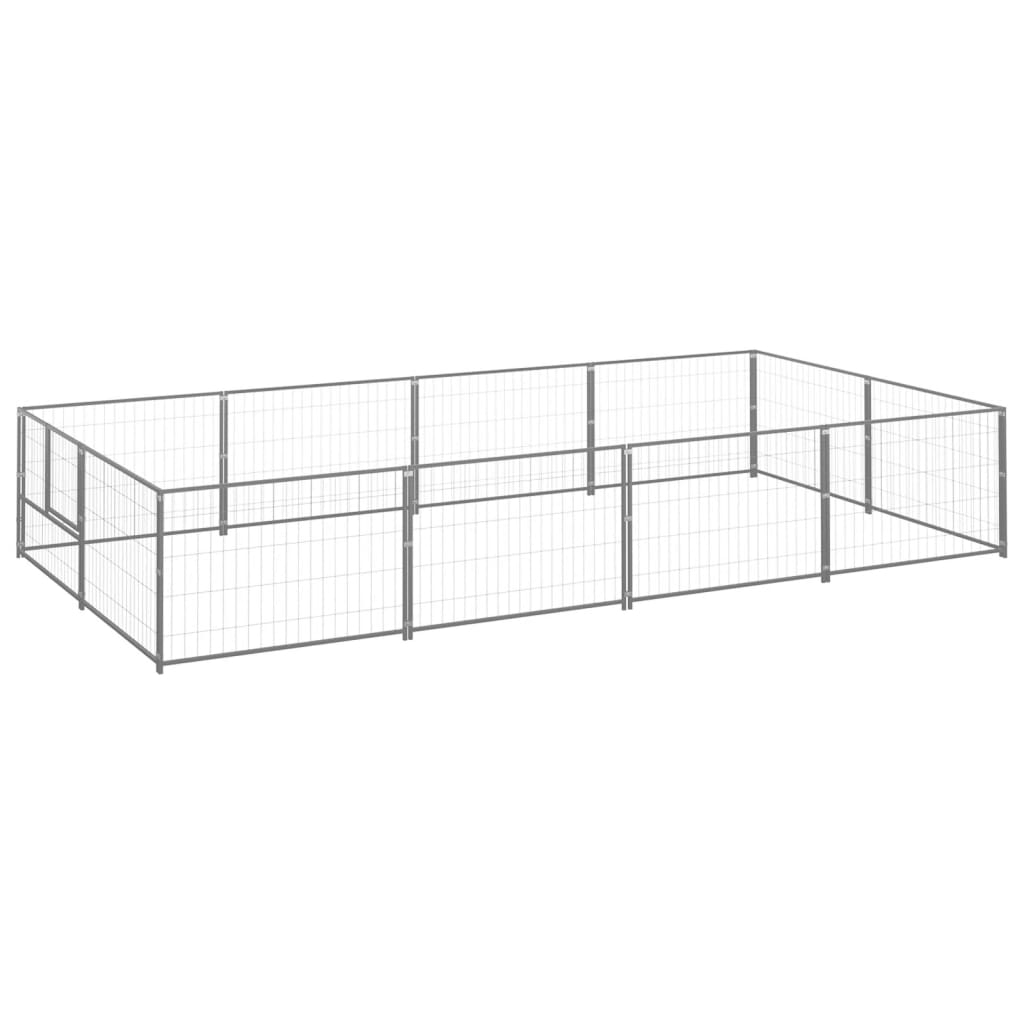 vidaXL Padoc pentru câini, argintiu, 8 m², oțel vidaXL Padoc pentru câini, argintiu, 8 m², oțel