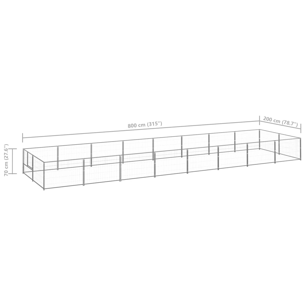 vidaXL Padoc pentru câini, argintiu, 16 m², oțel vidaXL Padoc pentru câini, argintiu, 16 m², oțel
