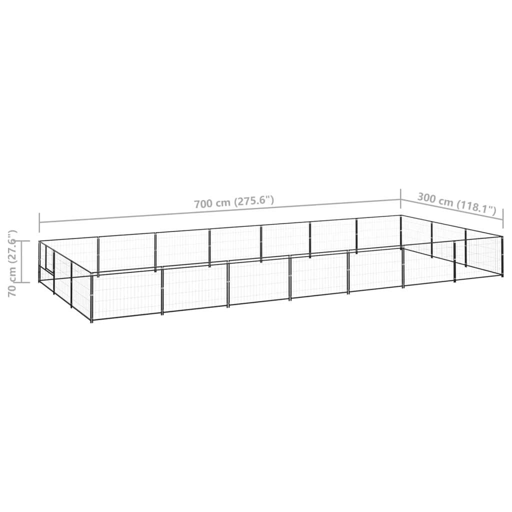 vidaXL Padoc pentru câini, negru, 21 m², oțel vidaXL Padoc pentru câini, negru, 21 m², oțel