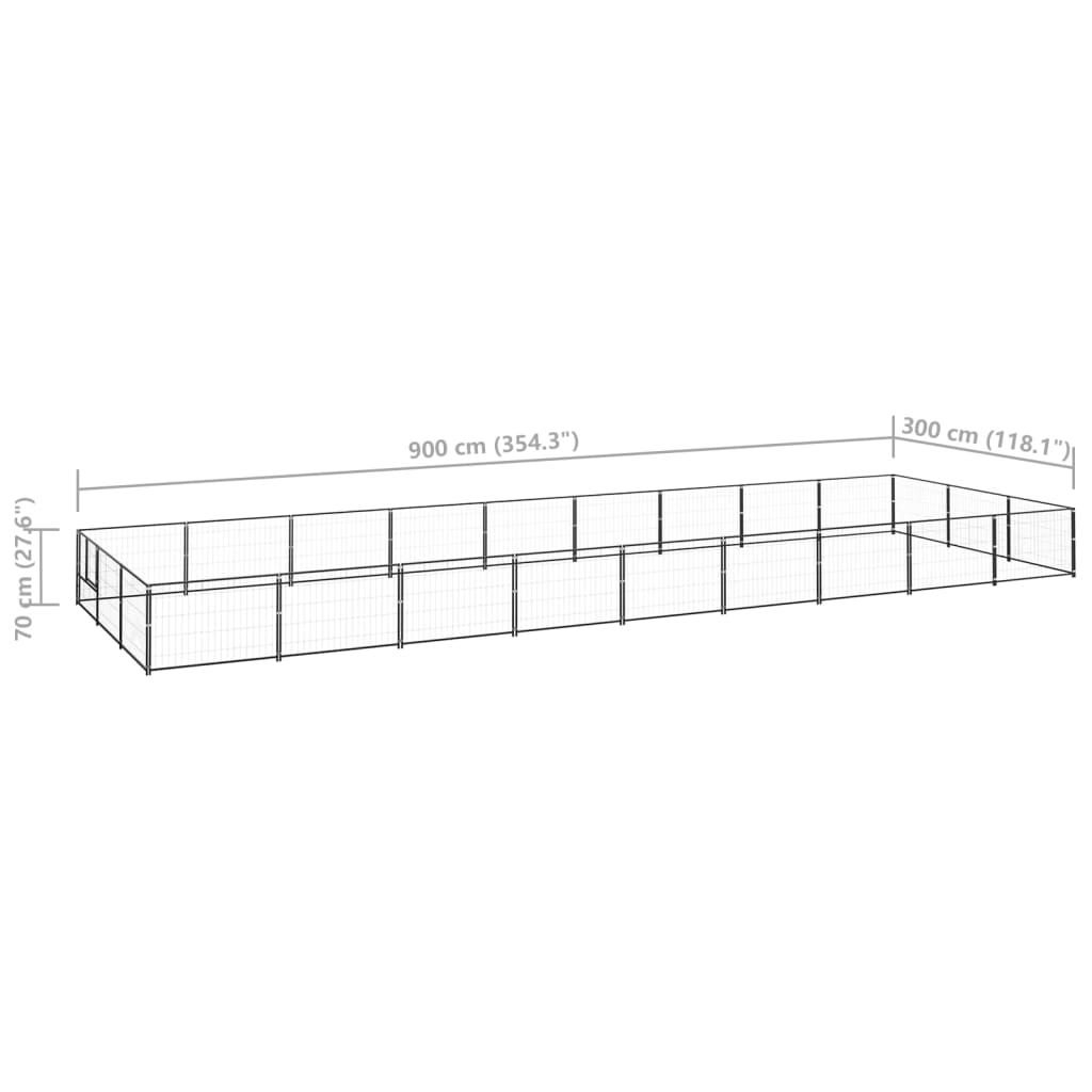 vidaXL Padoc pentru câini, negru, 27 m², oțel vidaXL Padoc pentru câini, negru, 27 m², oțel