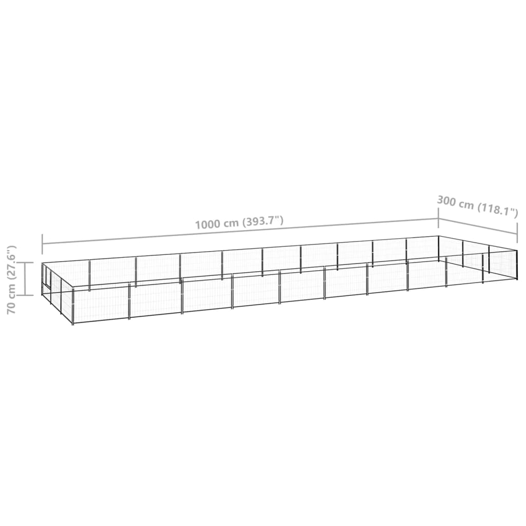 vidaXL Padoc pentru câini, negru, 30 m², oțel
