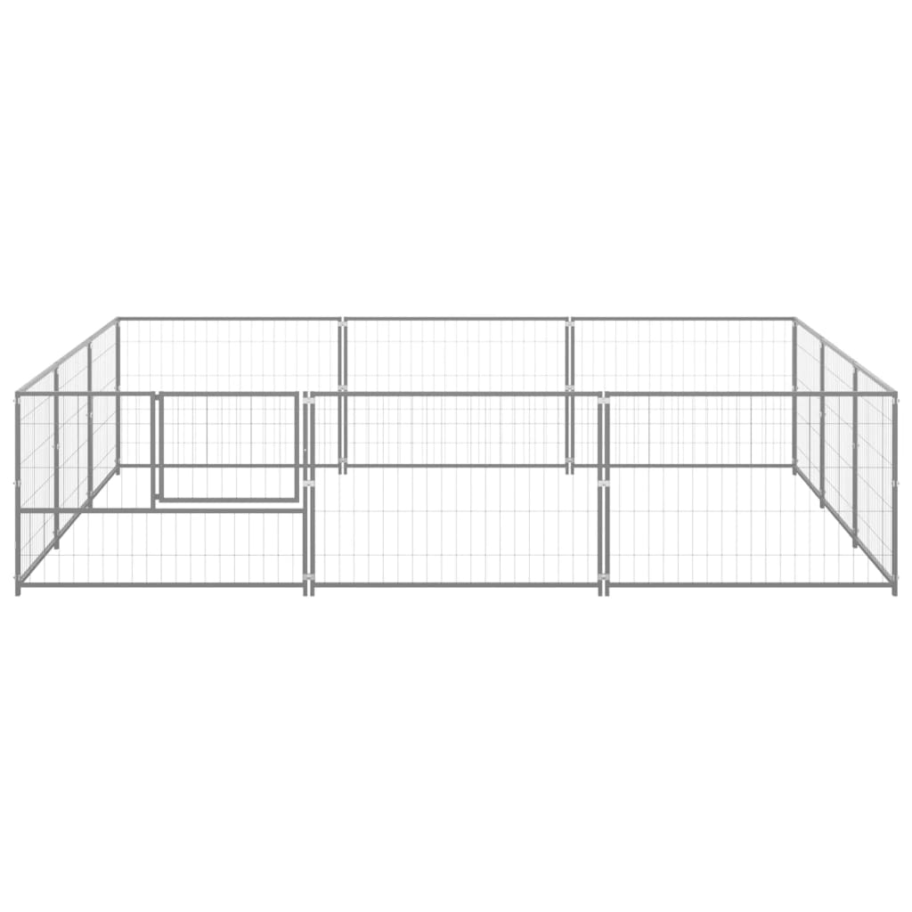 vidaXL Padoc pentru câini, argintiu, 9 m², oțel vidaXL Padoc pentru câini, argintiu, 9 m², oțel