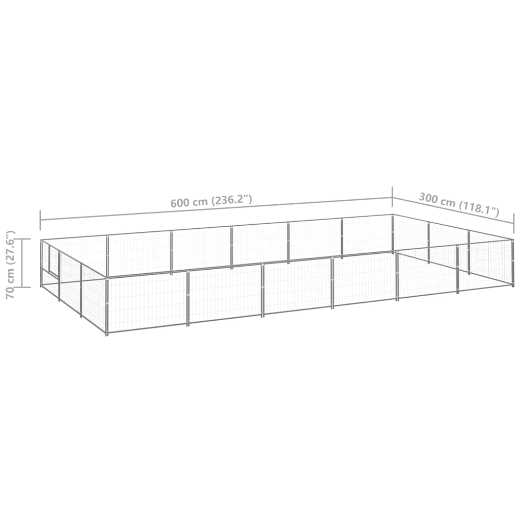 vidaXL Padoc pentru câini, argintiu, 18 m², oțel