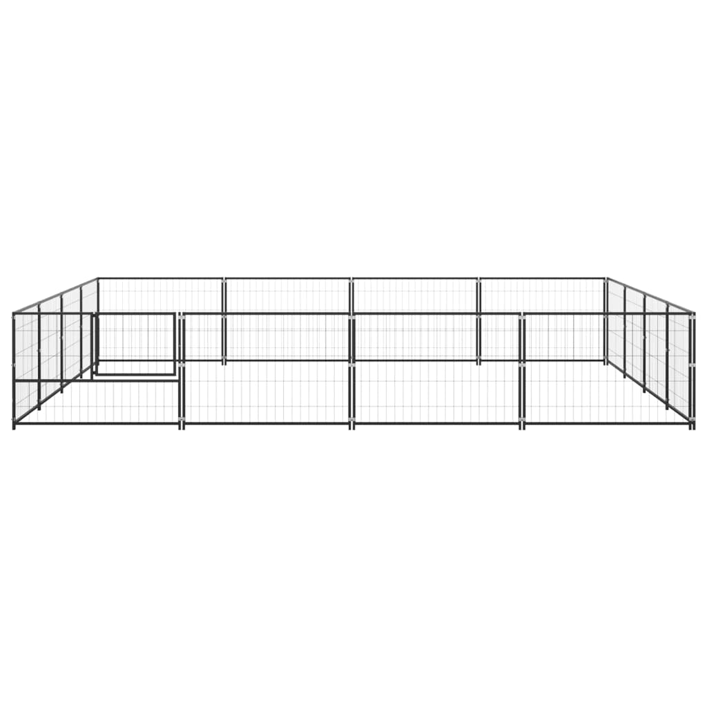 vidaXL Padoc pentru câini, negru, 16 m², oțel