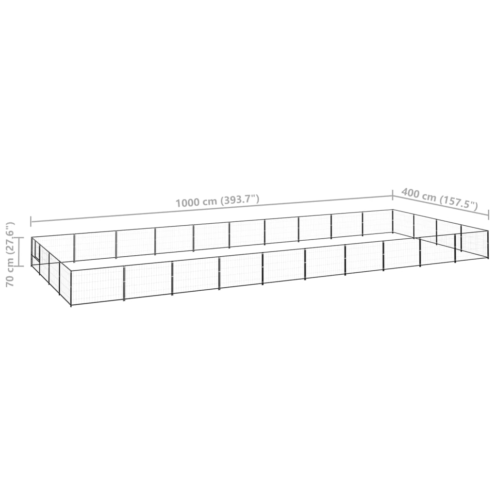 vidaXL Padoc pentru câini, negru, 40 m², oțel vidaXL Padoc pentru câini, negru, 40 m², oțel