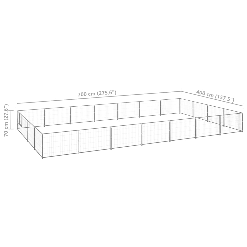 vidaXL Padoc pentru câini, argintiu, 28 m², oțel