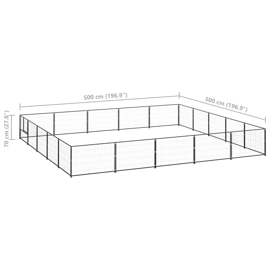 vidaXL Padoc pentru câini, negru, 25 m², oțel vidaXL Padoc pentru câini, negru, 25 m², oțel
