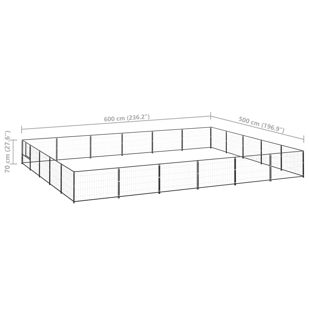 vidaXL Padoc pentru câini, negru, 30 m², oțel vidaXL Padoc pentru câini, negru, 30 m², oțel