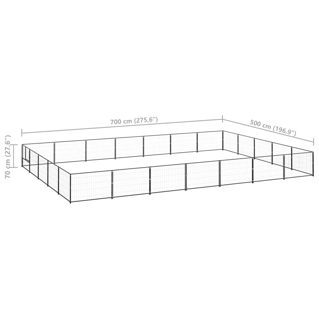 vidaXL Padoc pentru câini, negru, 35 m², oțel vidaXL Padoc pentru câini, negru, 35 m², oțel
