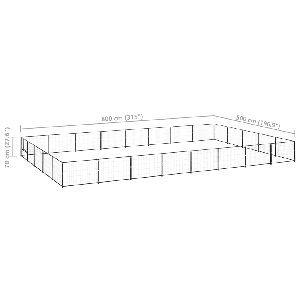 vidaXL Padoc pentru câini, negru, 40 m², oțel vidaXL Padoc pentru câini, negru, 40 m², oțel