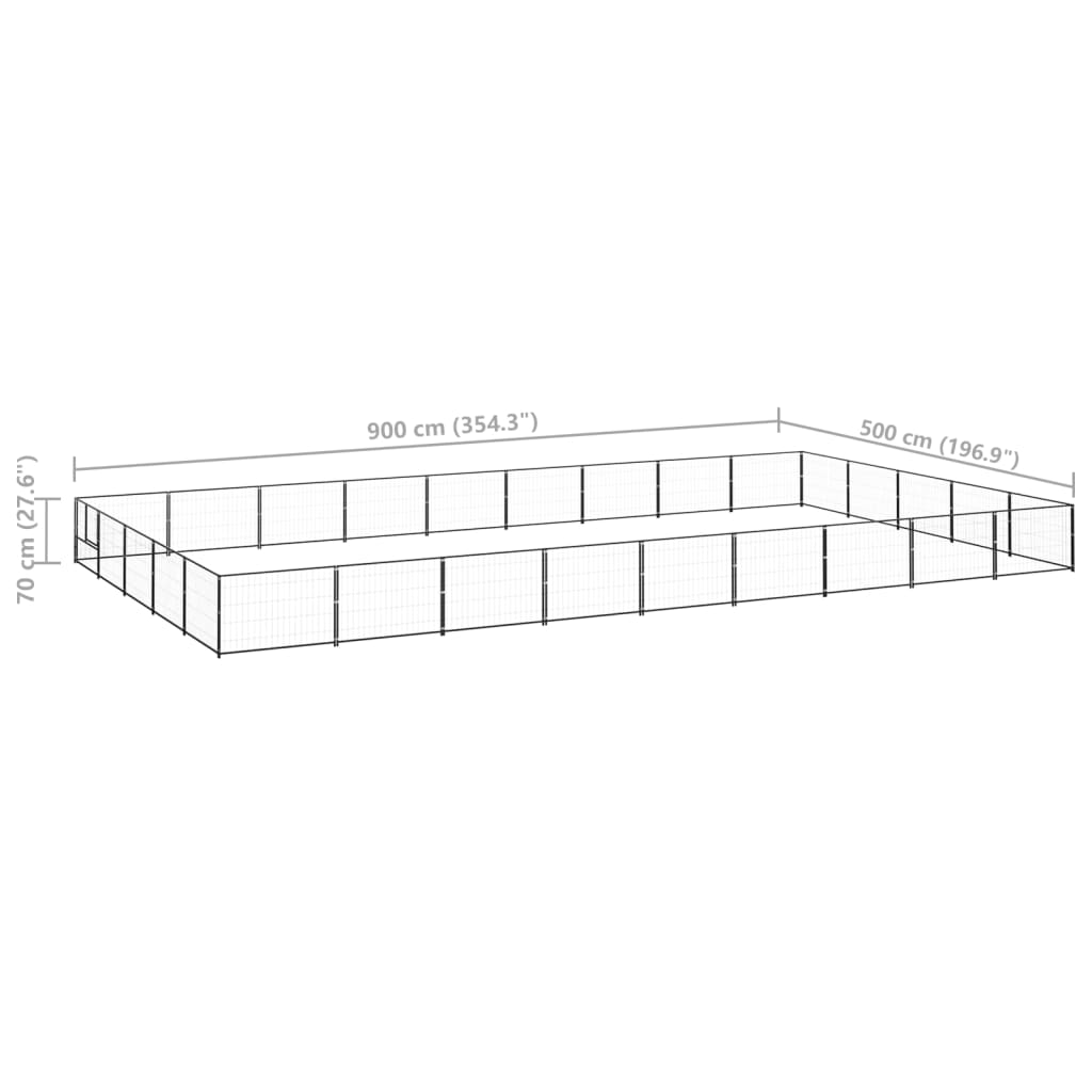 vidaXL Padoc pentru câini, negru, 45 m², oțel vidaXL Padoc pentru câini, negru, 45 m², oțel