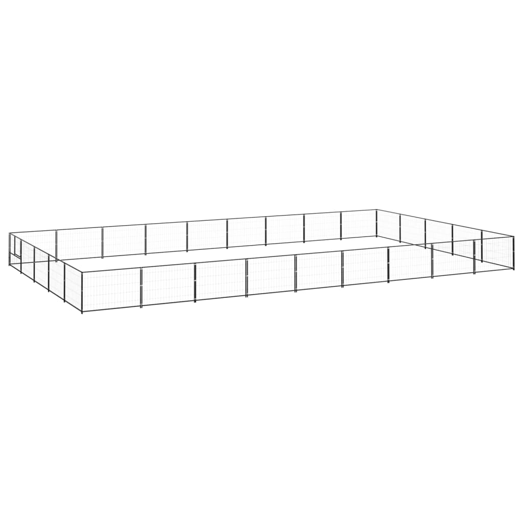 vidaXL Padoc pentru câini, negru, 45 m², oțel vidaXL Padoc pentru câini, negru, 45 m², oțel