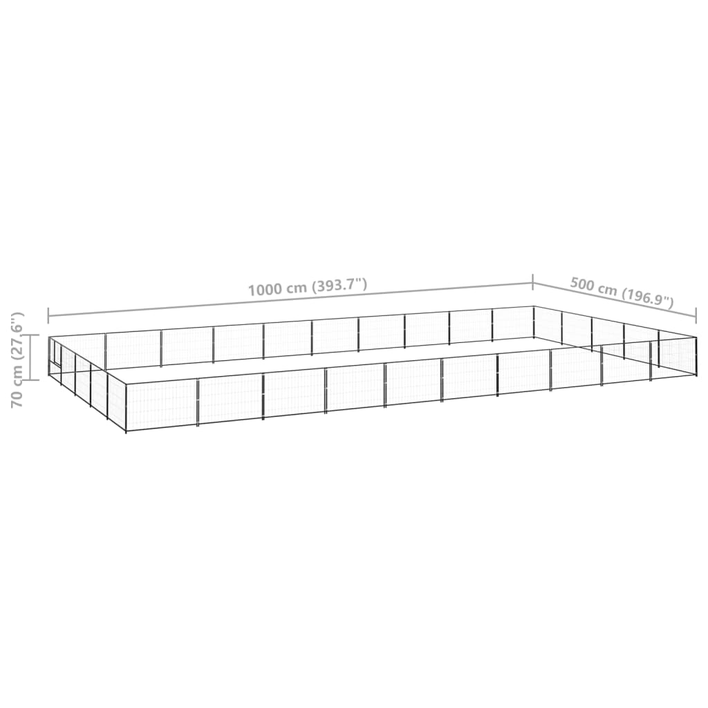 vidaXL Padoc pentru câini, negru, 50 m², oțel vidaXL Padoc pentru câini, negru, 50 m², oțel