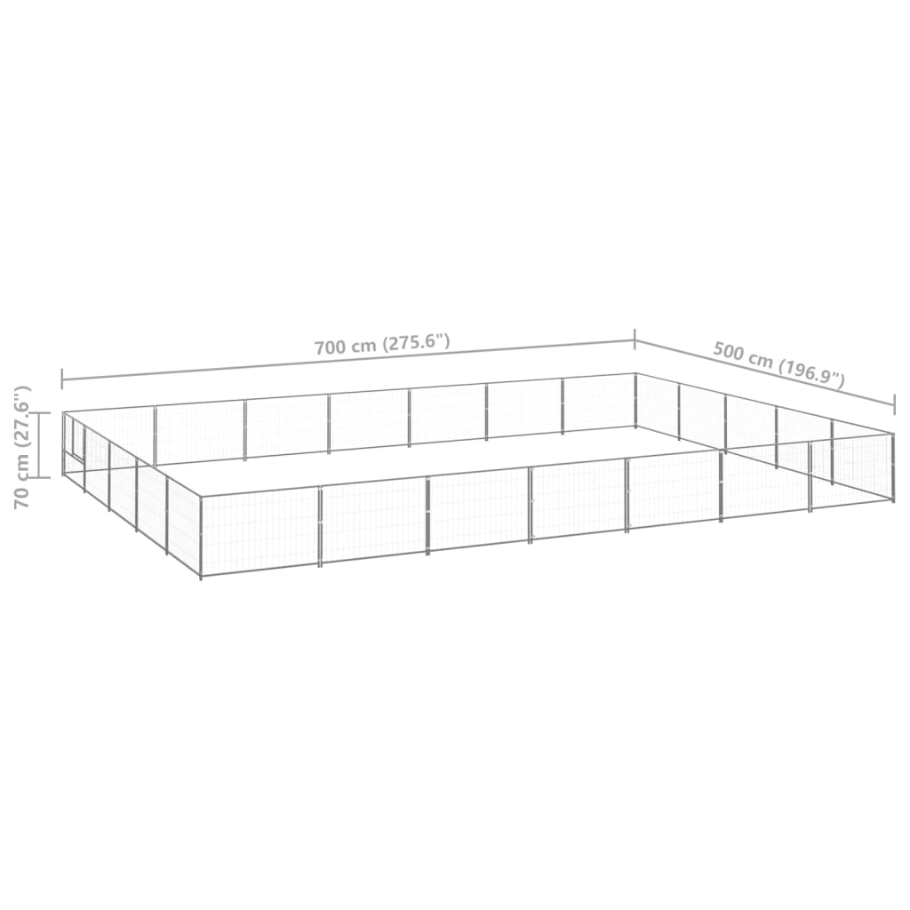 vidaXL Padoc pentru câini, argintiu, 35 m², oțel vidaXL Padoc pentru câini, argintiu, 35 m², oțel