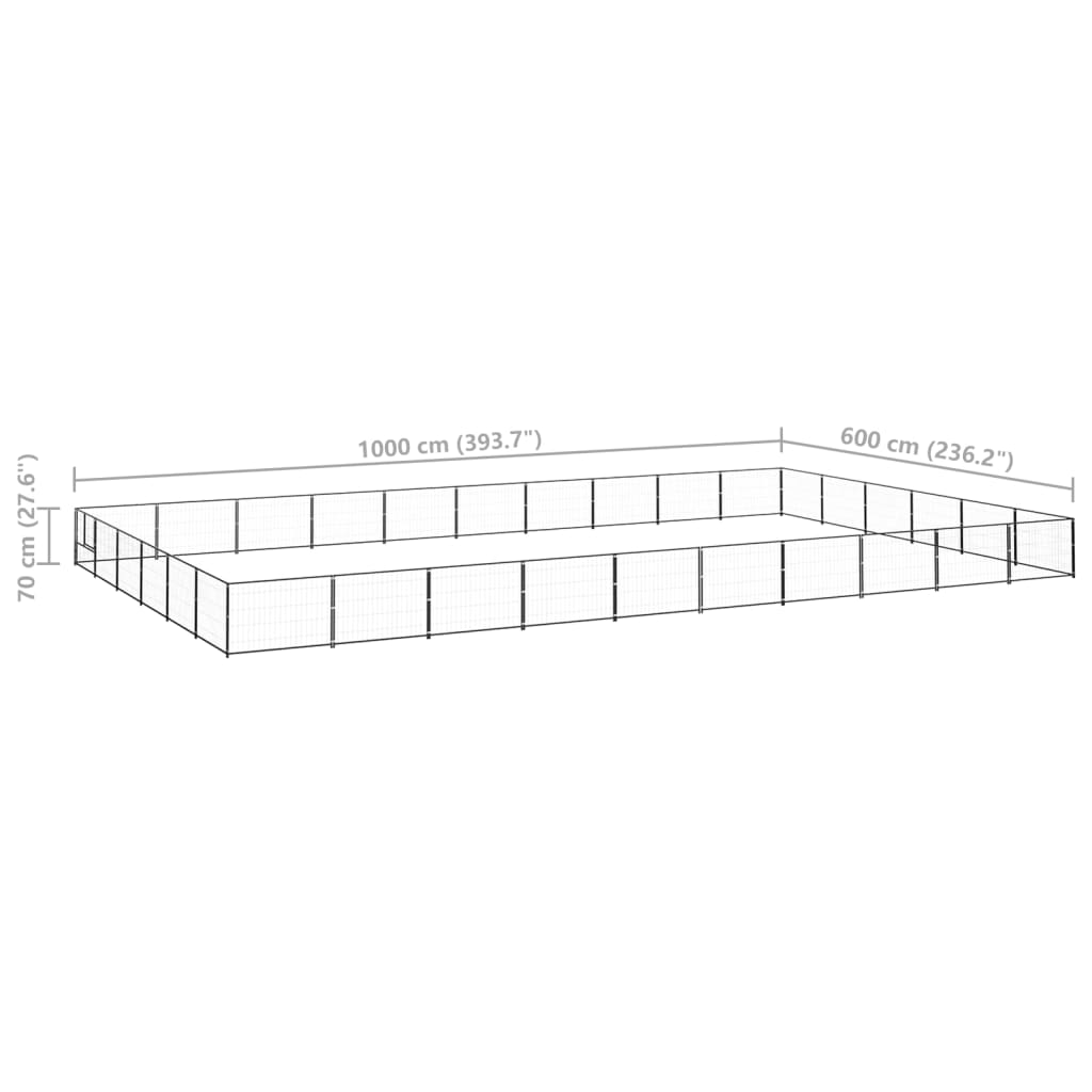 vidaXL Padoc pentru câini, negru, 60 m², oțel