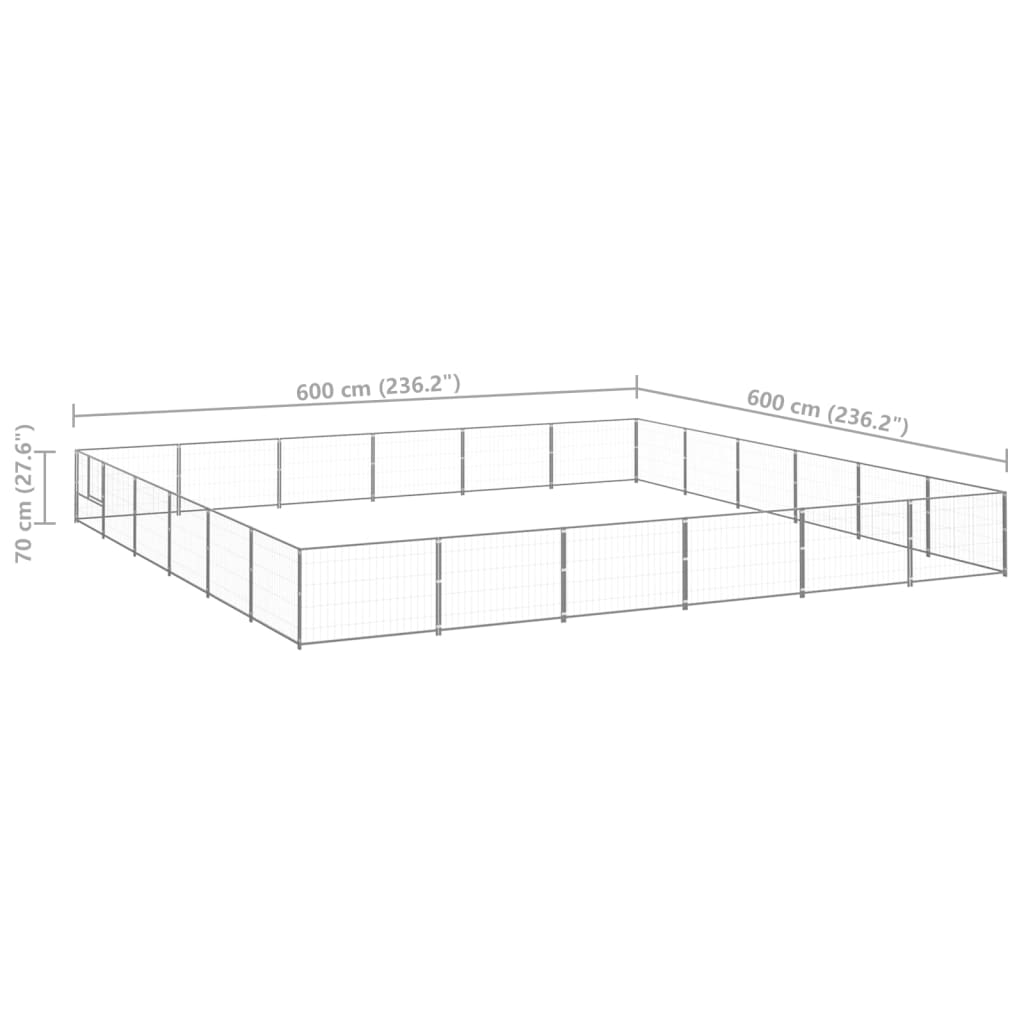 vidaXL Padoc pentru câini, argintiu, 36 m², oțel