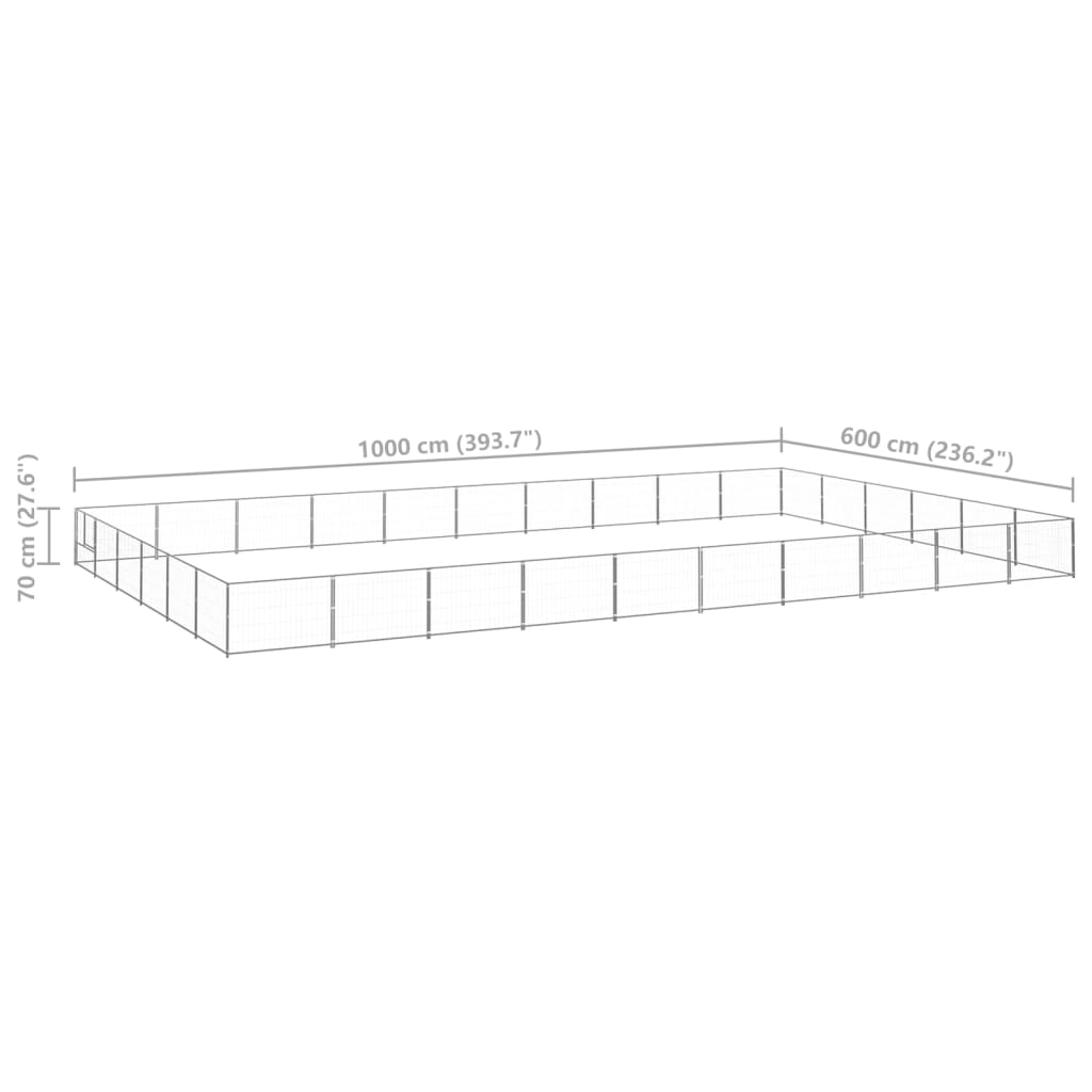 vidaXL Padoc pentru câini, argintiu, 60 m², oțel