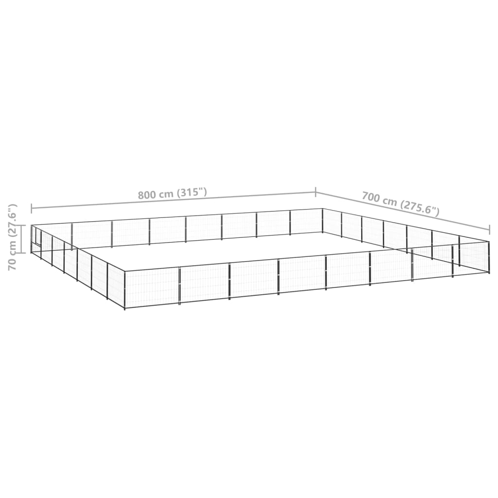 vidaXL Padoc pentru câini, negru, 56 m², oțel vidaXL Padoc pentru câini, negru, 56 m², oțel