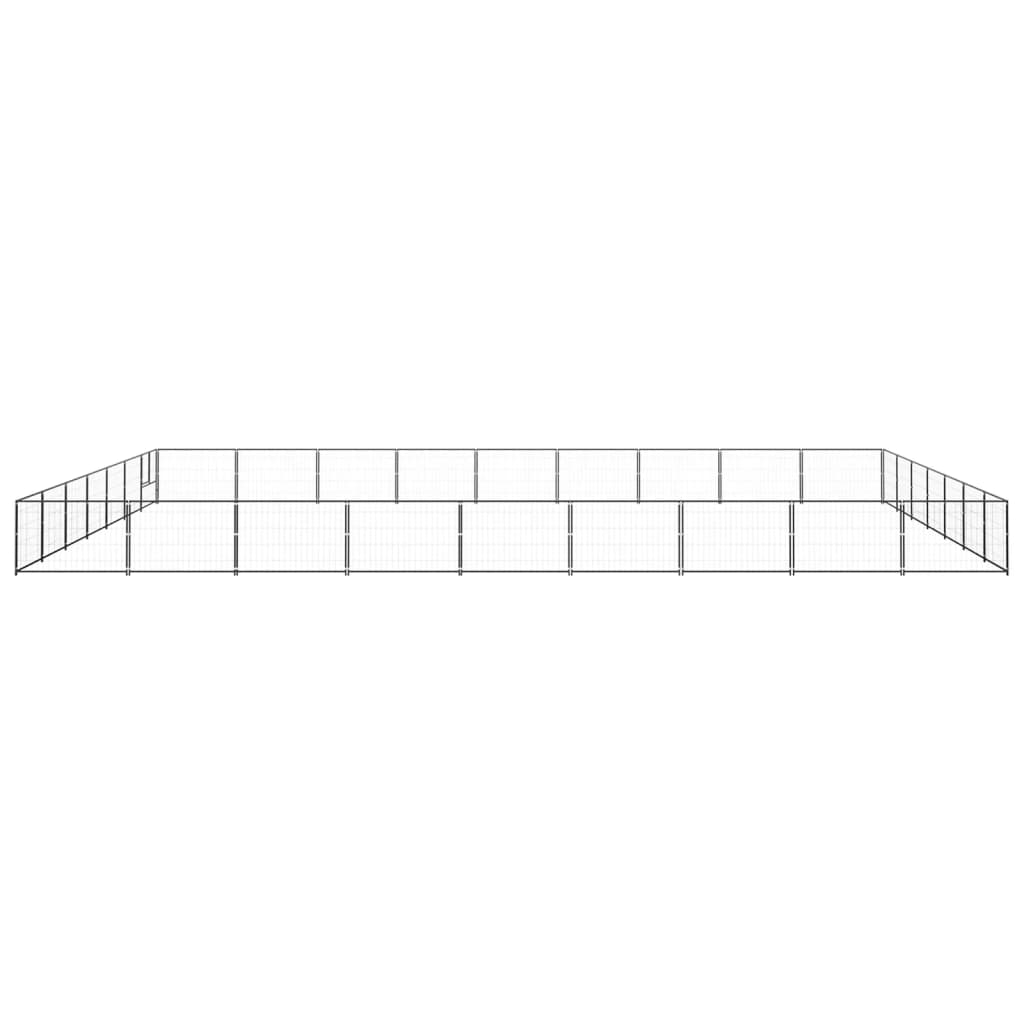 vidaXL Padoc pentru câini, negru, 63 m², oțel vidaXL Padoc pentru câini, negru, 63 m², oțel