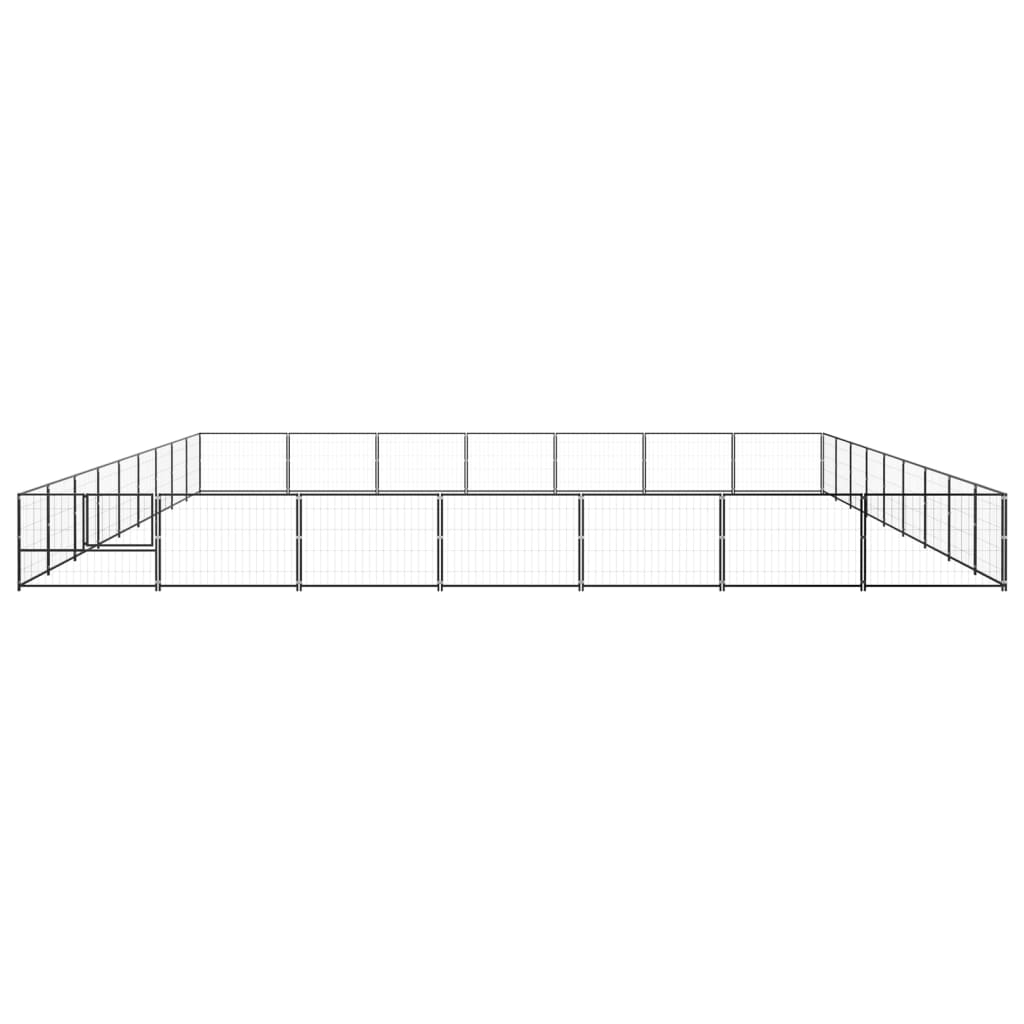 vidaXL Padoc pentru câini, negru, 63 m², oțel vidaXL Padoc pentru câini, negru, 63 m², oțel