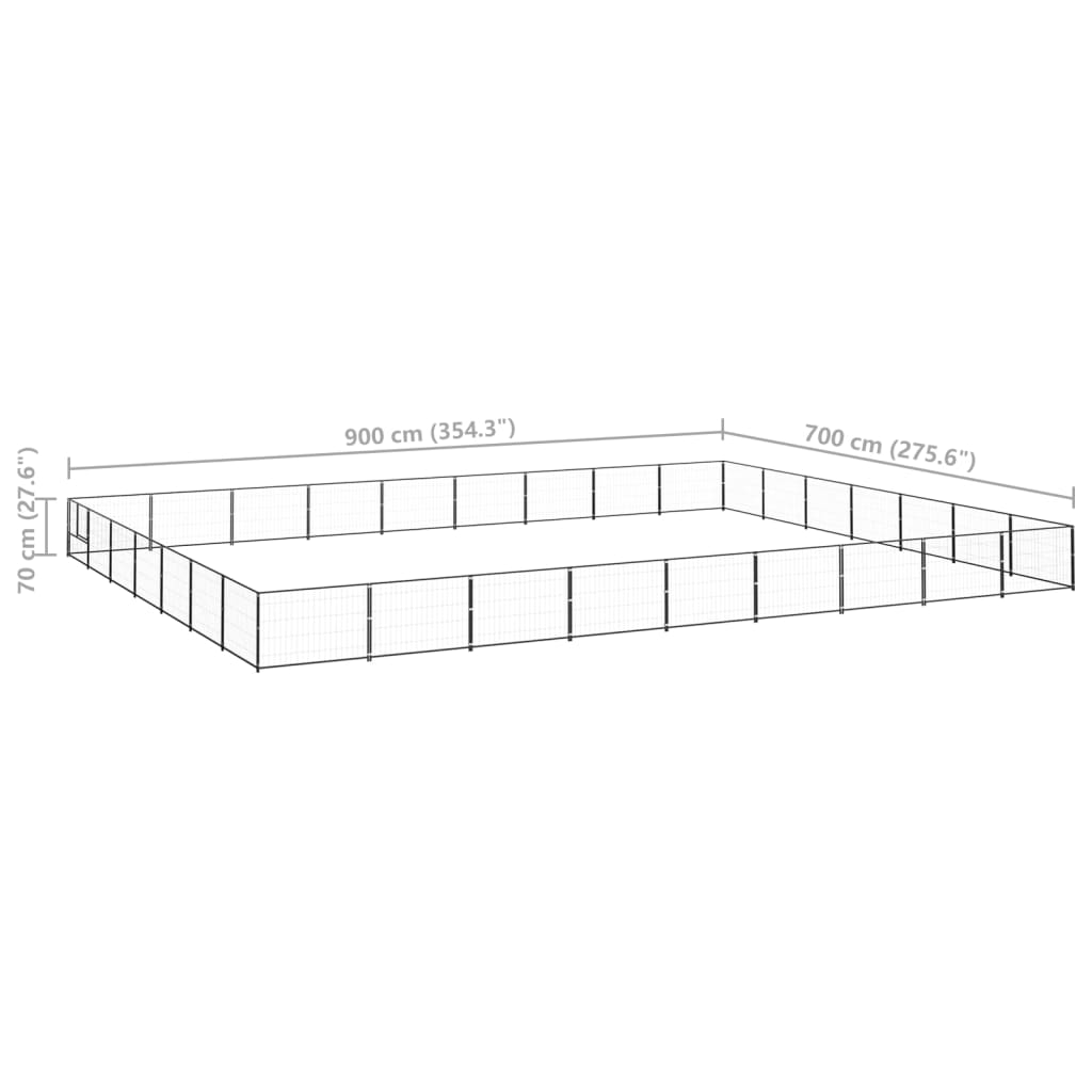 vidaXL Padoc pentru câini, negru, 63 m², oțel vidaXL Padoc pentru câini, negru, 63 m², oțel