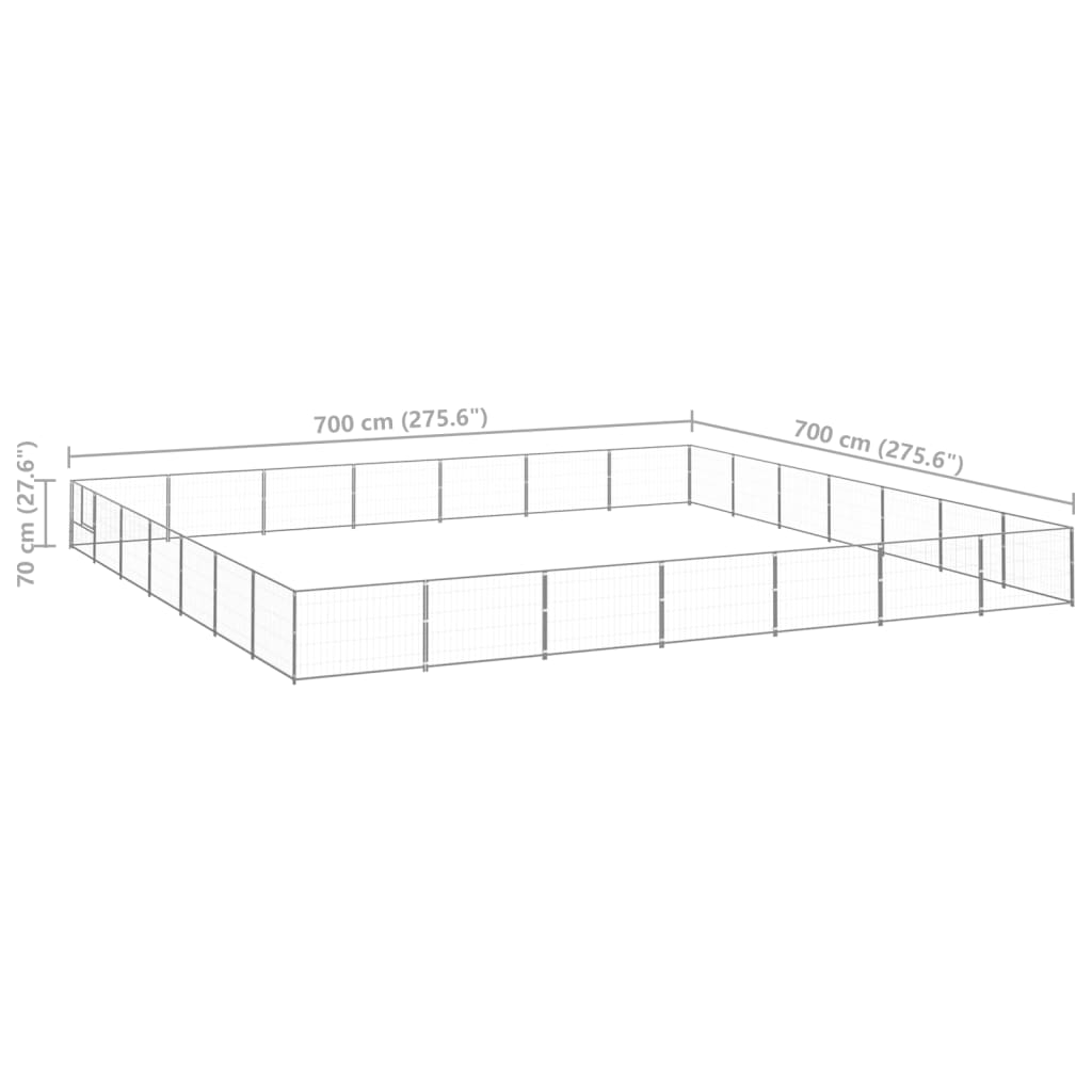 vidaXL Padoc pentru câini, argintiu, 49 m², oțel vidaXL Padoc pentru câini, argintiu, 49 m², oțel