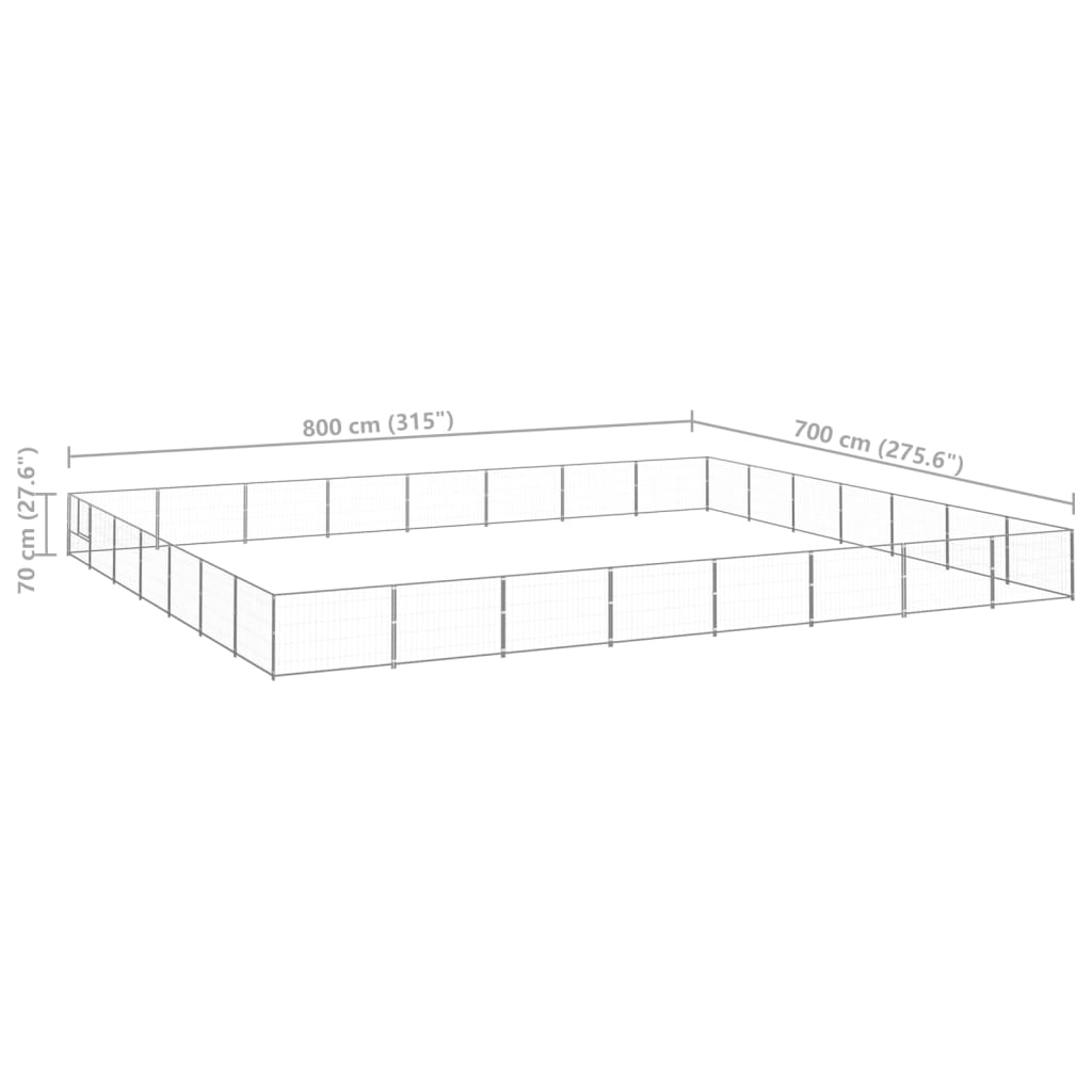 vidaXL Padoc pentru câini, argintiu, 56 m², oțel vidaXL Padoc pentru câini, argintiu, 56 m², oțel