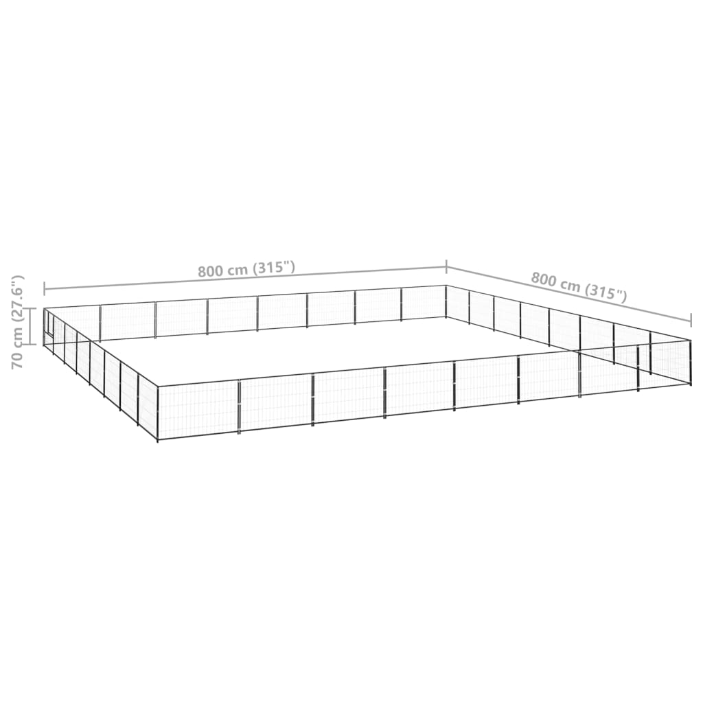 vidaXL Padoc pentru câini, negru, 64 m², oțel vidaXL Padoc pentru câini, negru, 64 m², oțel