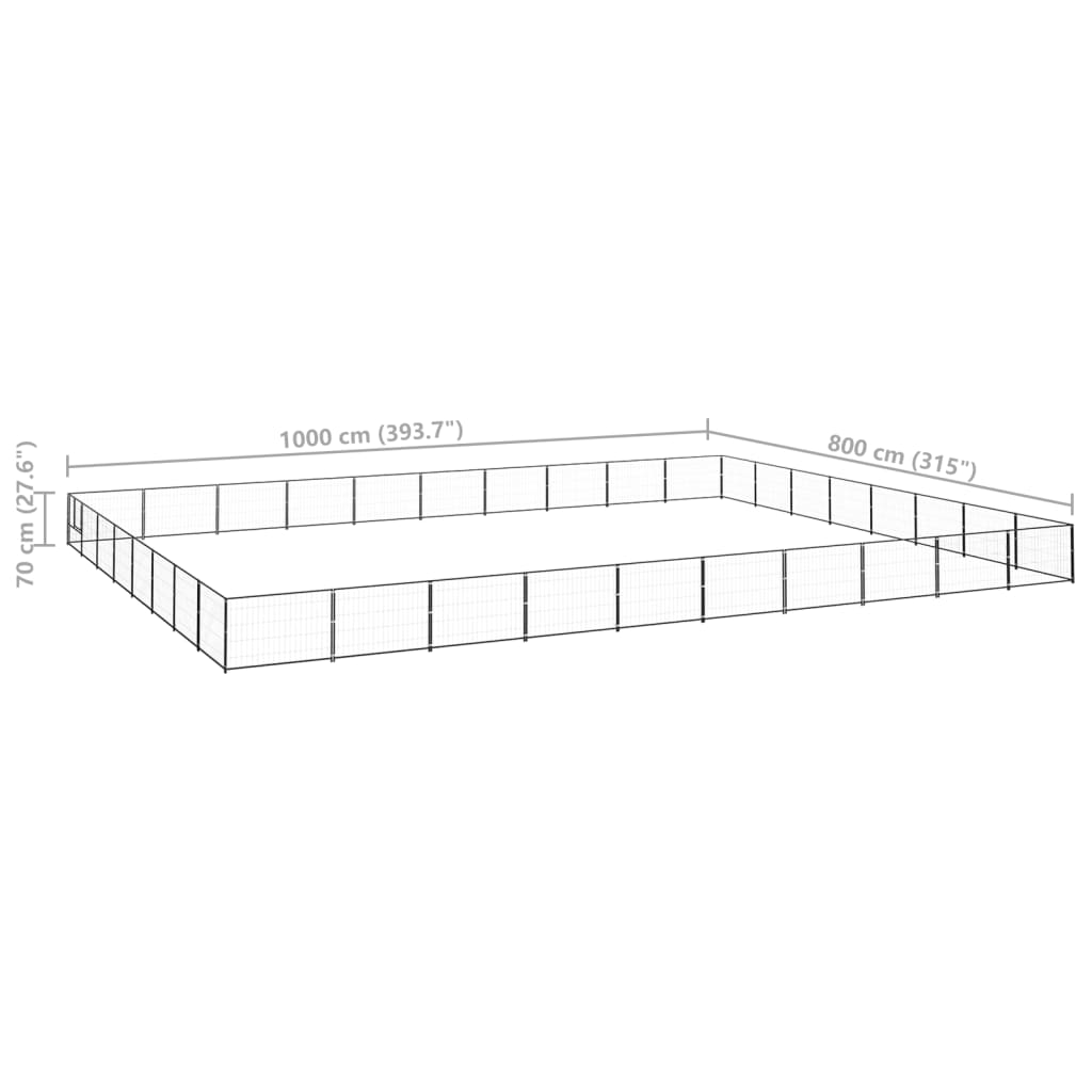 vidaXL Padoc pentru câini, negru, 80 m², oțel vidaXL Padoc pentru câini, negru, 80 m², oțel
