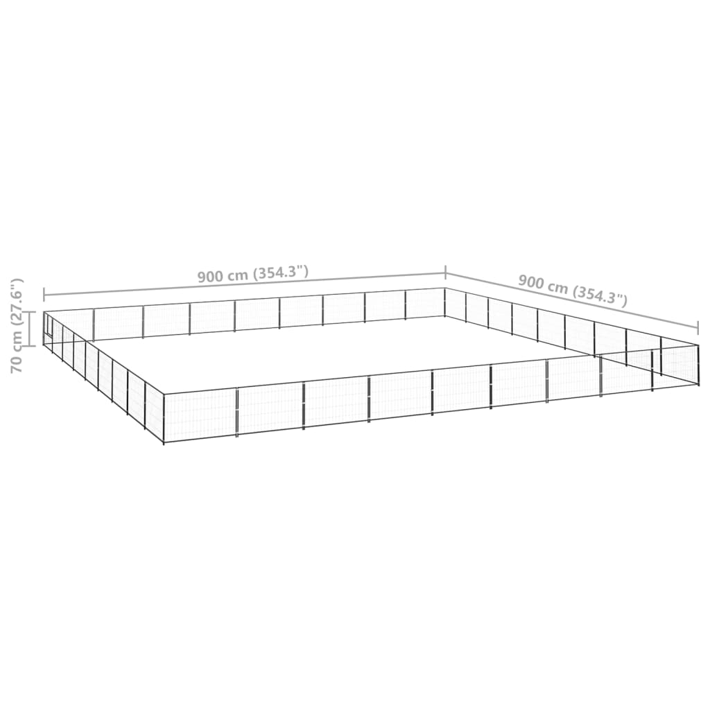 vidaXL Padoc pentru câini, negru, 81 m², oțel vidaXL Padoc pentru câini, negru, 81 m², oțel
