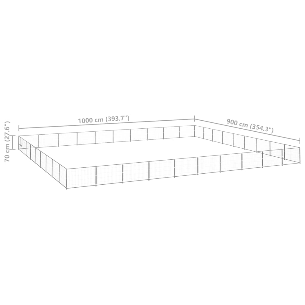 vidaXL Padoc pentru câini, argintiu, 90 m², oțel vidaXL Padoc pentru câini, argintiu, 90 m², oțel