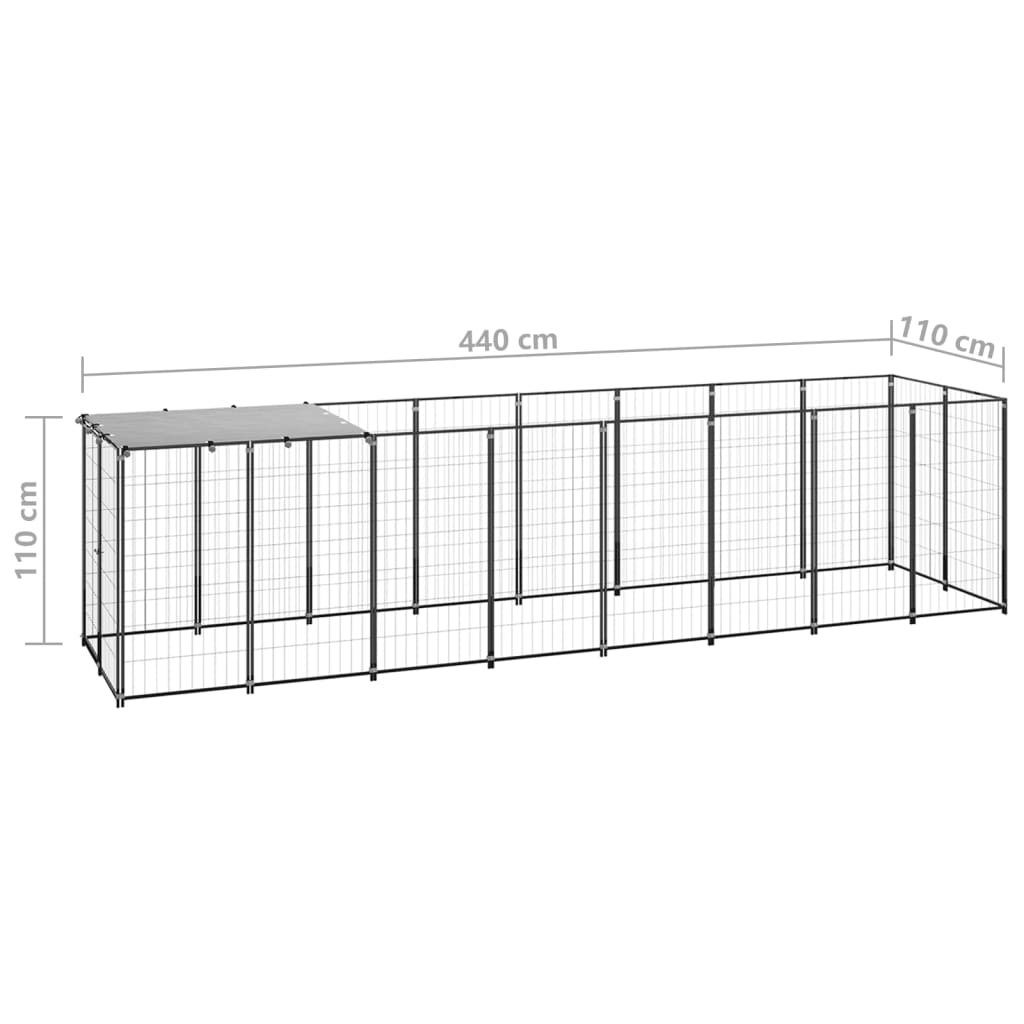 vidaXL Padoc pentru câini, negru, 4,84 m², oțel vidaXL Padoc pentru câini, negru, 4,84 m², oțel