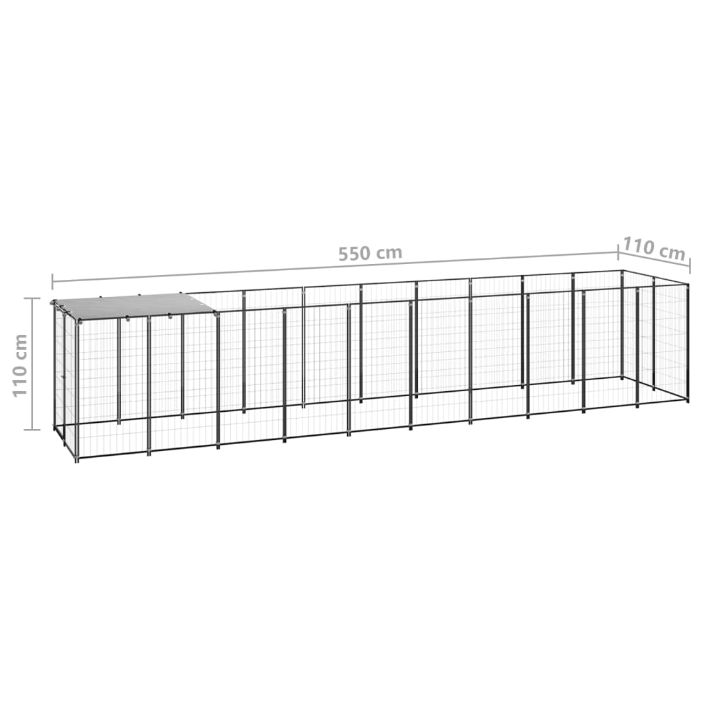 vidaXL Padoc pentru câini, negru, 6,05 m², oțel