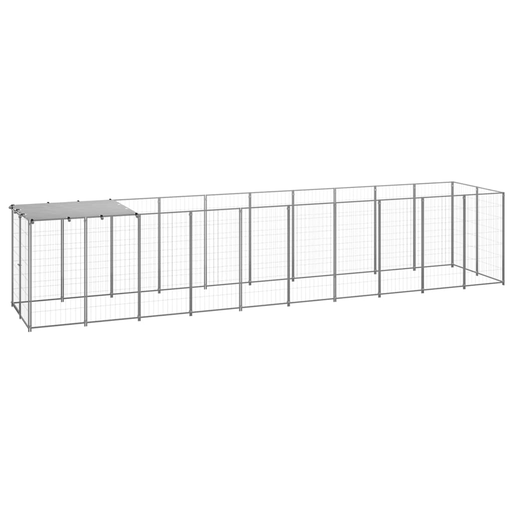 vidaXL Padoc pentru câini, argintiu, 6,05 m², oțel vidaXL Padoc pentru câini, argintiu, 6,05 m², oțel