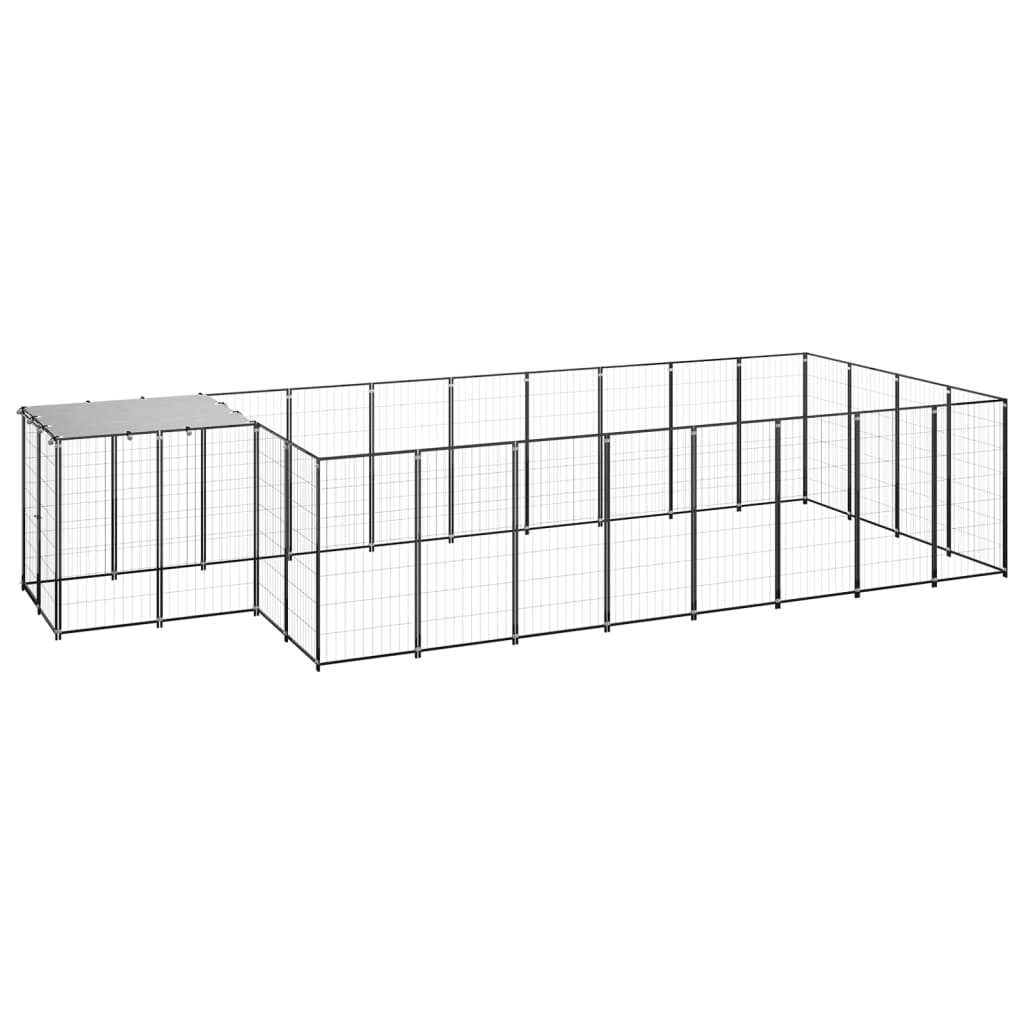 vidaXL Padoc pentru câini, negru, 10,89 m², oțel vidaXL Padoc pentru câini, negru, 10,89 m², oțel