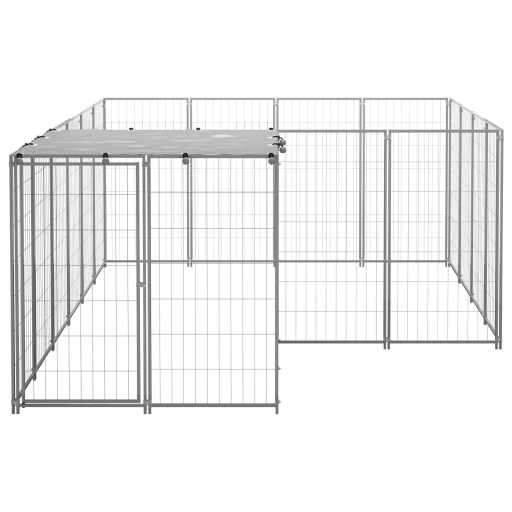 vidaXL Padoc pentru câini, argintiu, 6,05 m², oțel vidaXL Padoc pentru câini, argintiu, 6,05 m², oțel