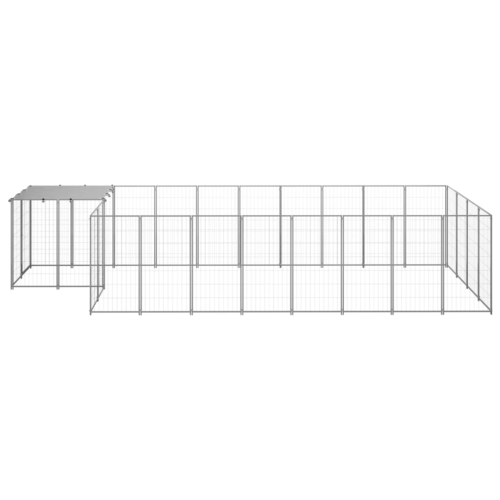 vidaXL Padoc pentru câini, argintiu, 10,89 m², oțel vidaXL Padoc pentru câini, argintiu, 10,89 m², oțel