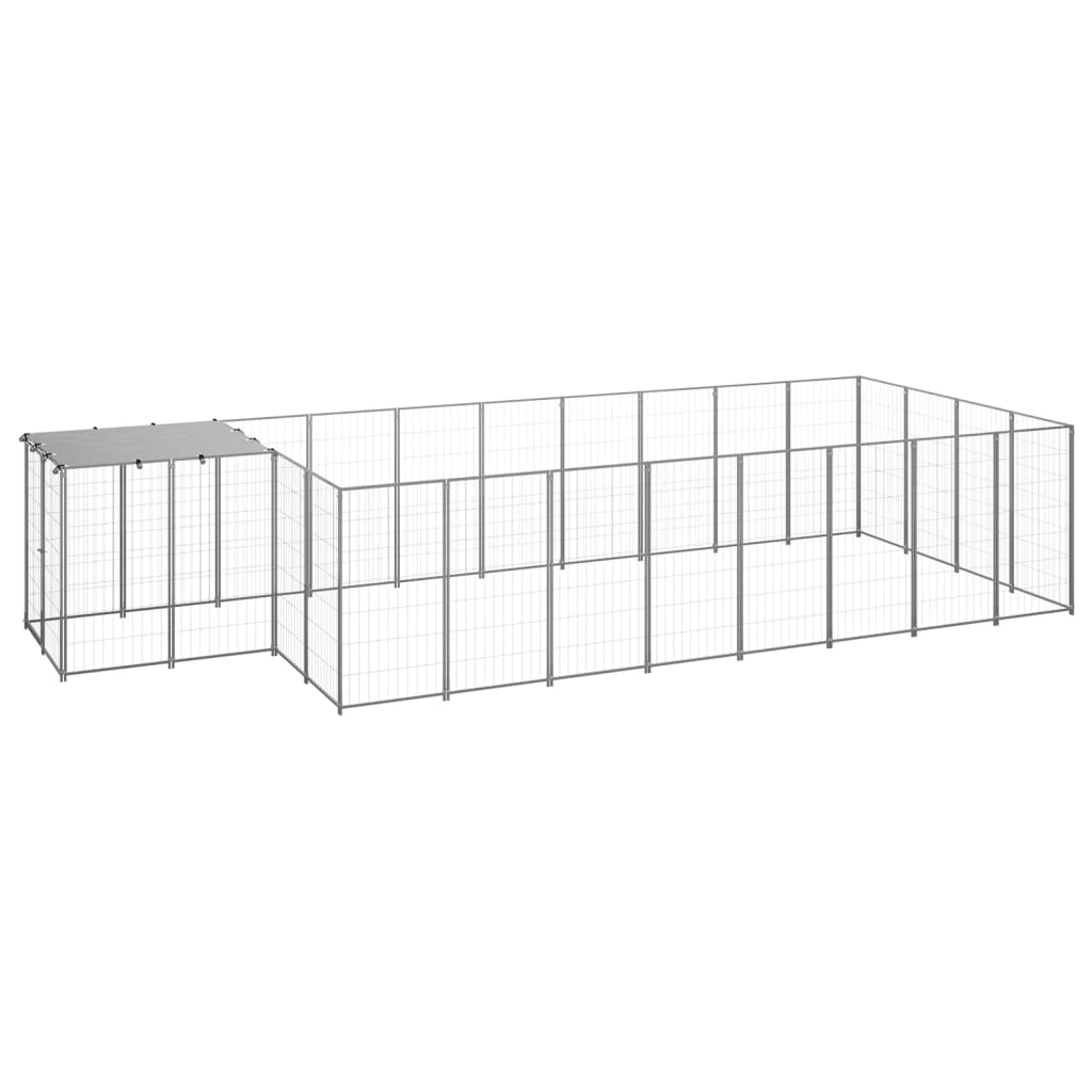 vidaXL Padoc pentru câini, argintiu, 10,89 m², oțel vidaXL Padoc pentru câini, argintiu, 10,89 m², oțel