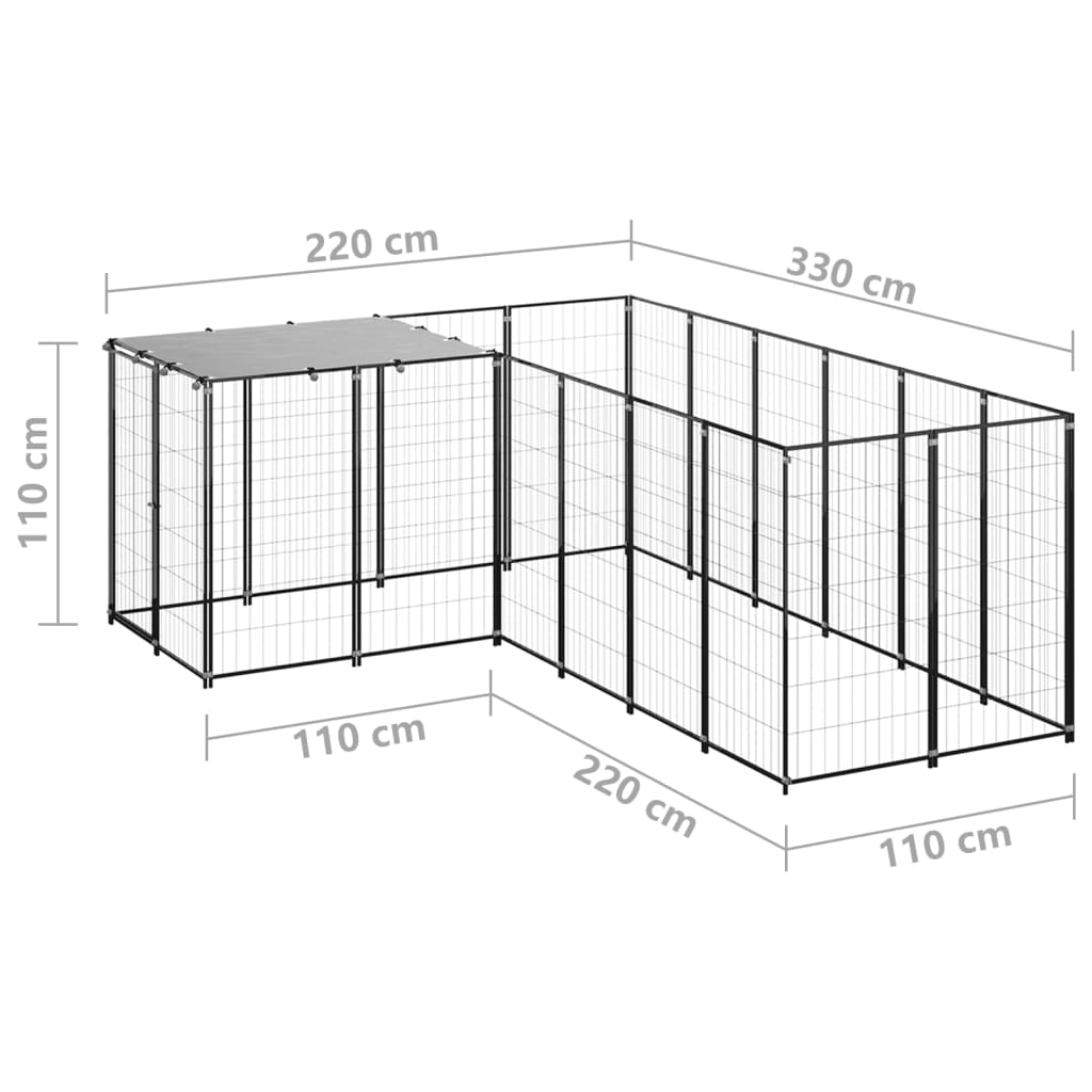 vidaXL Padoc pentru câini, negru, 4,84 m², oțel vidaXL Padoc pentru câini, negru, 4,84 m², oțel